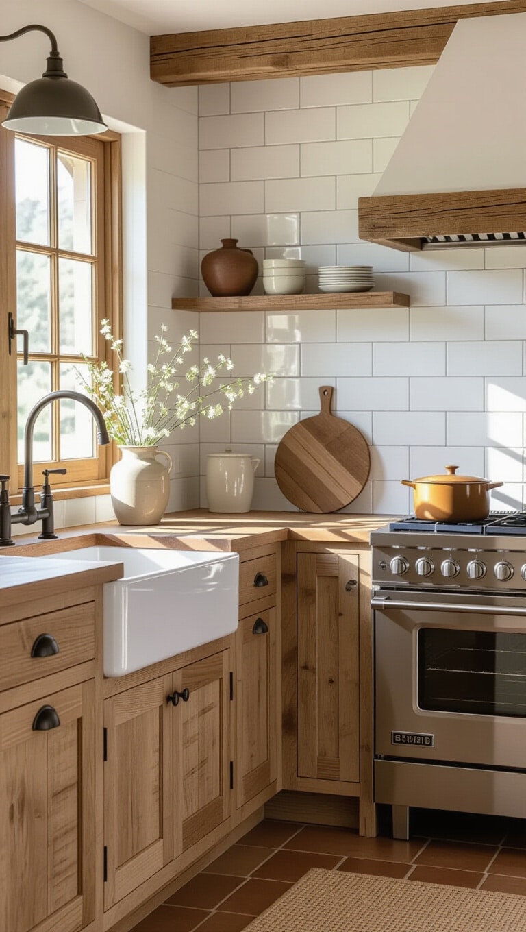 Rustic Whitewashed Kitchen Tiles