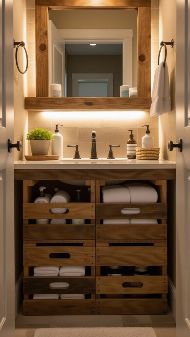 Rustic Wooden Crate Storage System