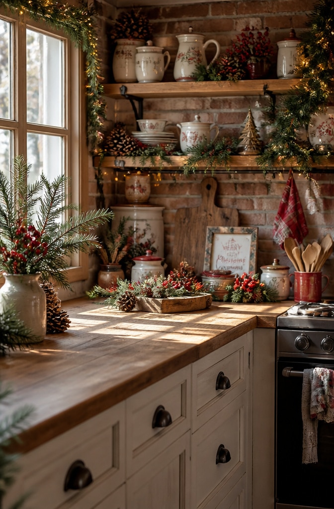 Rustic Woodland Kitchen Counter Christmas