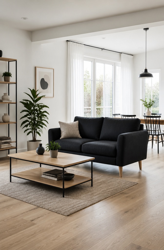 Scandinavian Black Sofa Living Room
