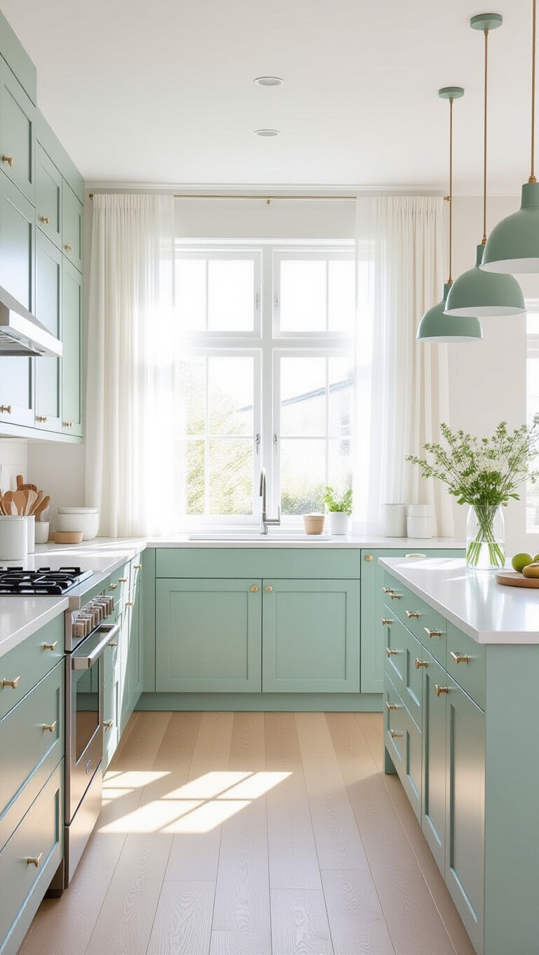 Scandinavian Blue and Green Minimalist Kitchen