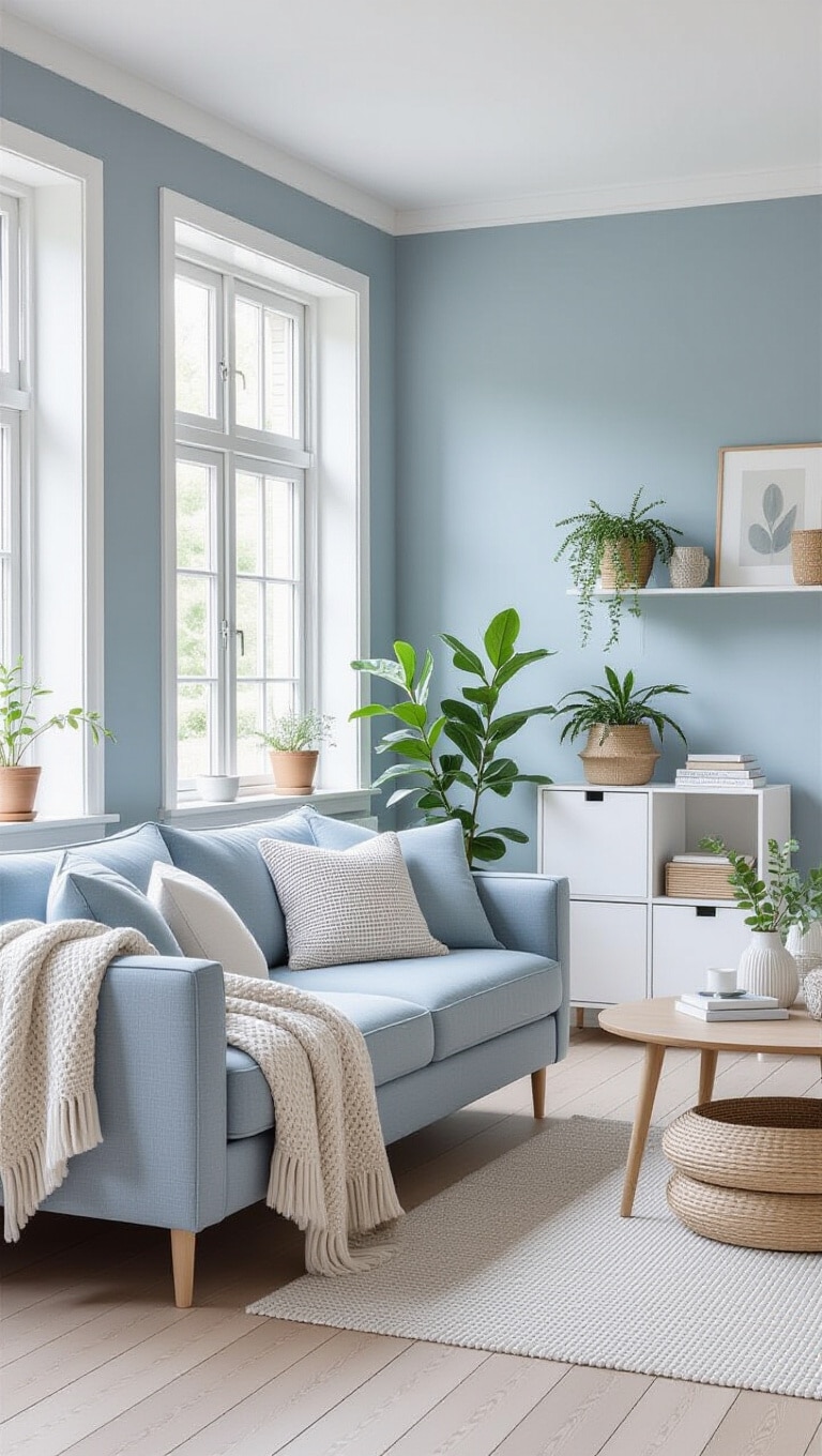 Scandinavian Blue Grey Living Room