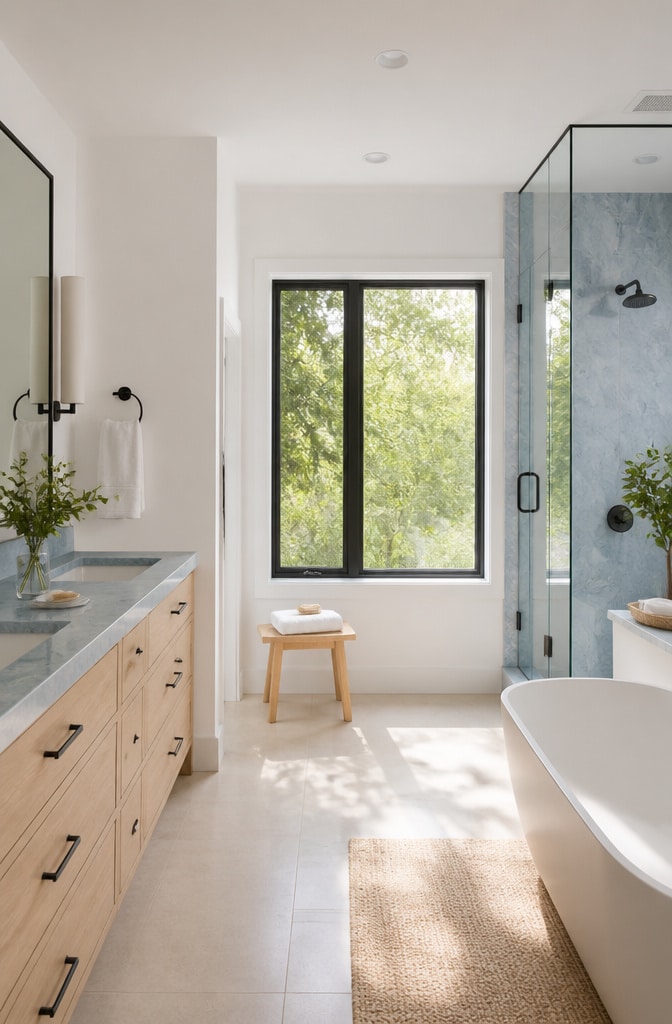 Scandinavian Blue Marble Bathroom Simplicity