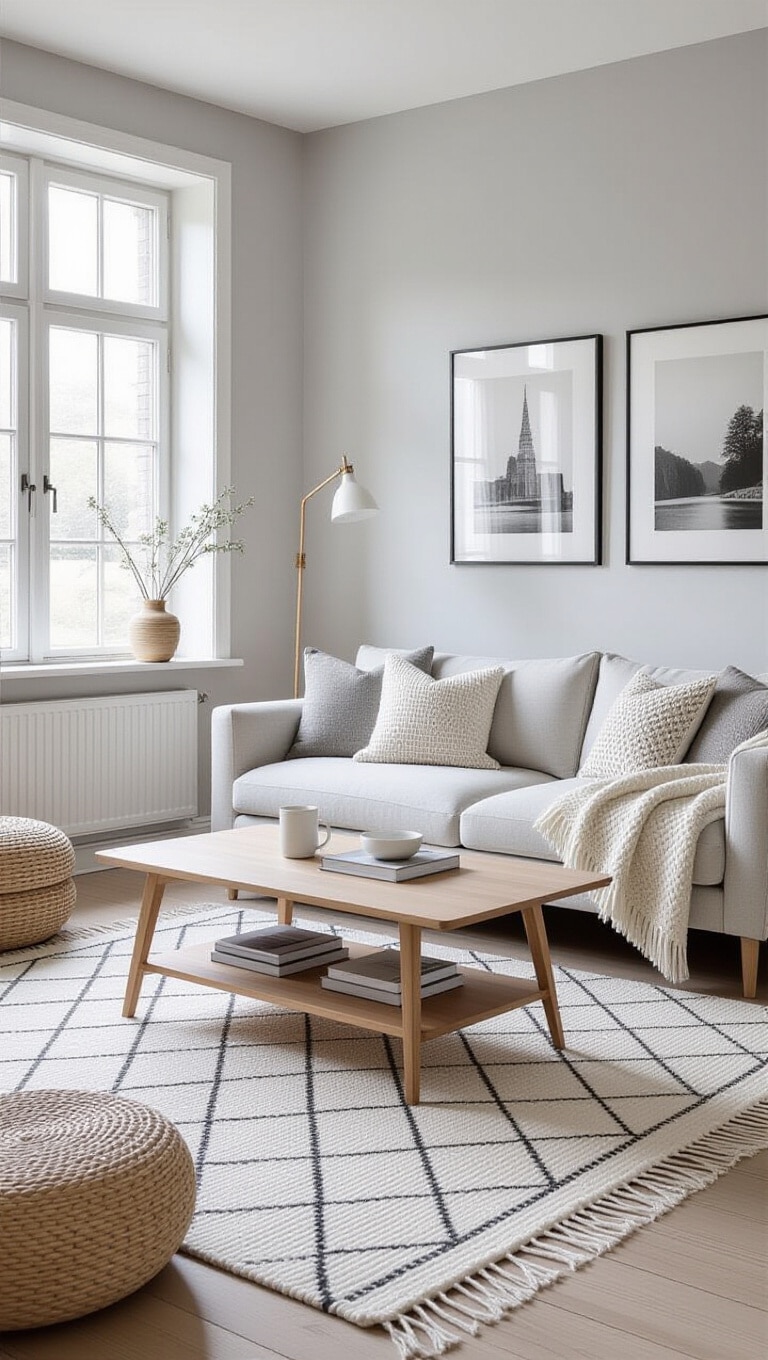 Scandinavian Blue Rug Living Room