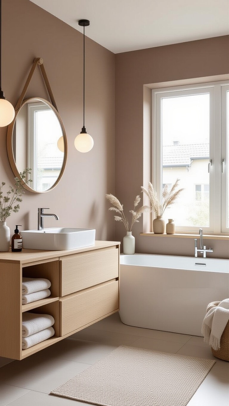 Scandinavian Brown Bathroom with Cozy Vibes