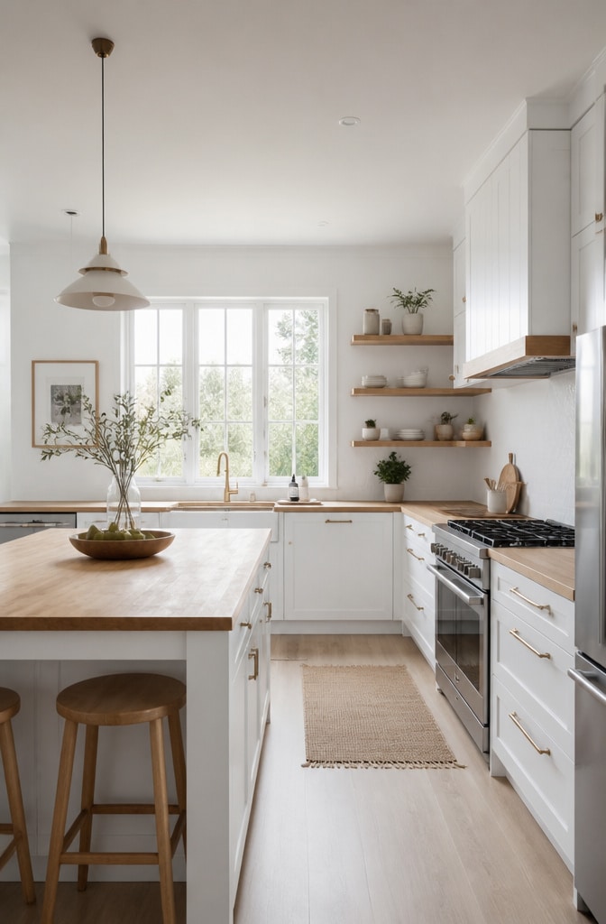 Scandinavian Brown Butcher Block Countertops Kitchen