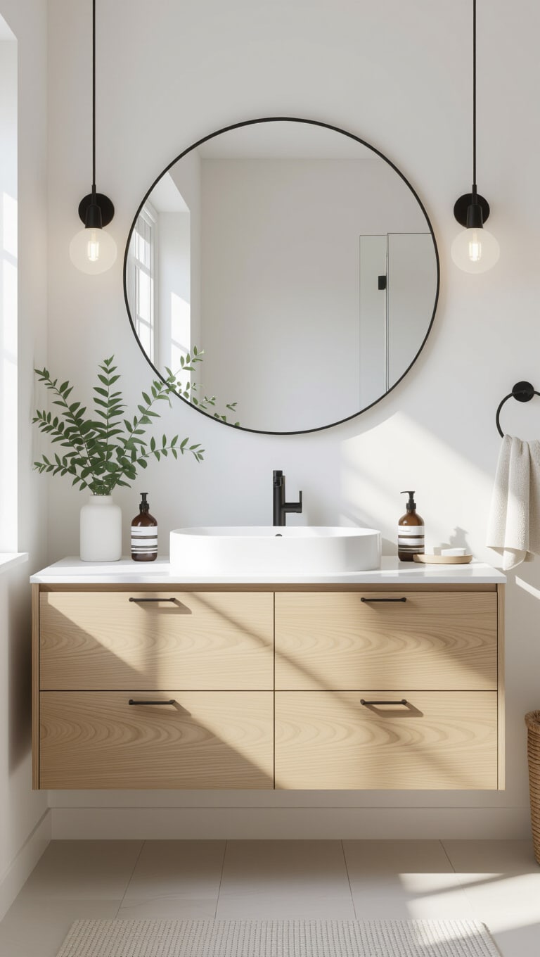 Scandinavian Brown Cabinets Bathroom Simplicity