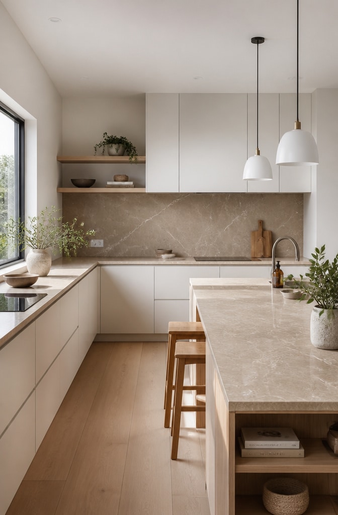 Scandinavian Brown Marble Kitchen Simplicity