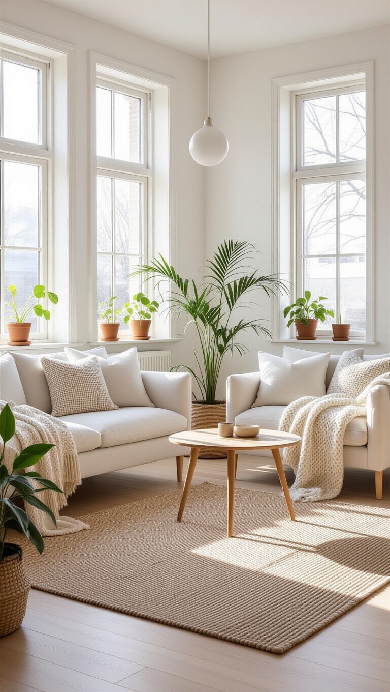 Scandinavian Brown Rug Living Room