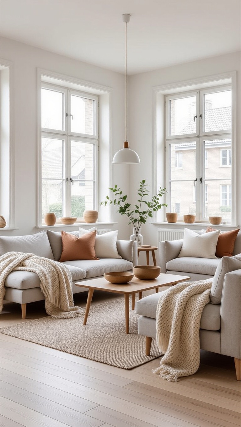 Scandinavian Brown Tones Living Room