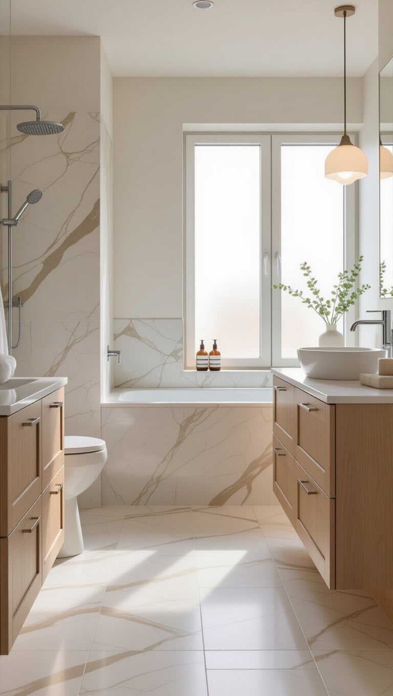 Scandinavian Calcutta Gold Marble Bathroom Simplicity