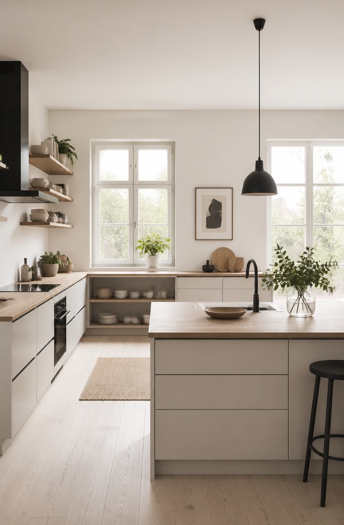 Scandinavian Cream and Brown Kitchen