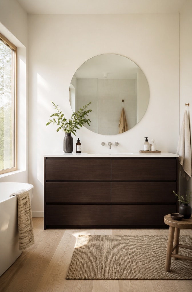 Scandinavian Dark Brown Vanity with Clean Simplicity