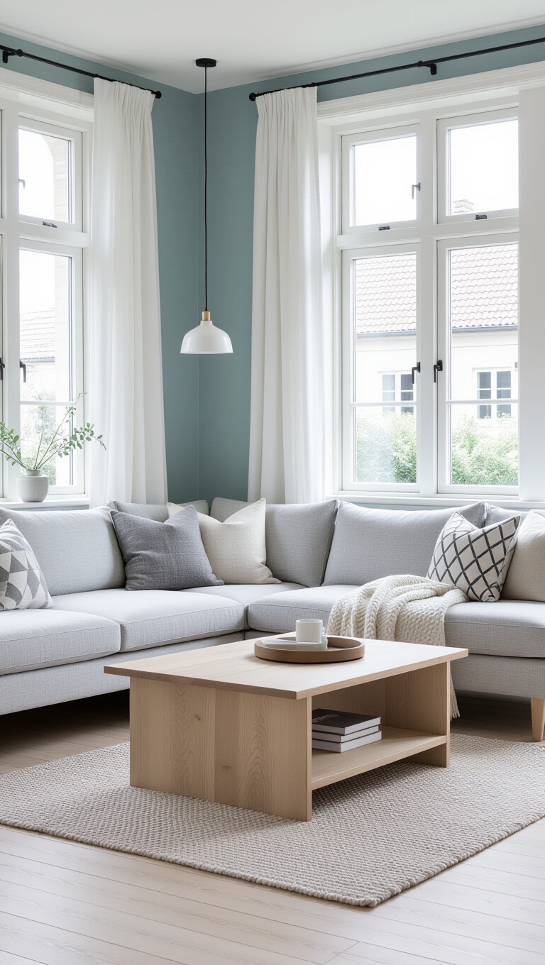 Scandinavian Duck Egg Blue Living Room