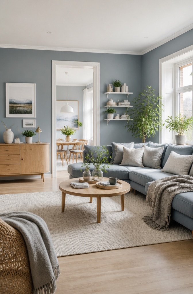 Scandinavian Dusty Blue Living Room