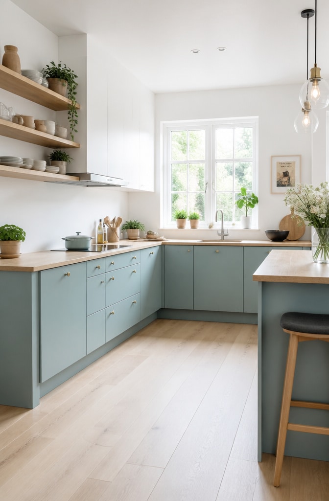 Scandinavian Inspired Duck Egg Blue Kitchen