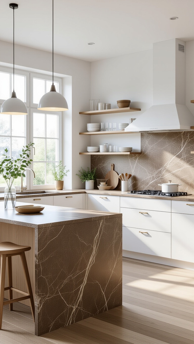 Scandinavian Inspired Fantasy Brown Granite Kitchen