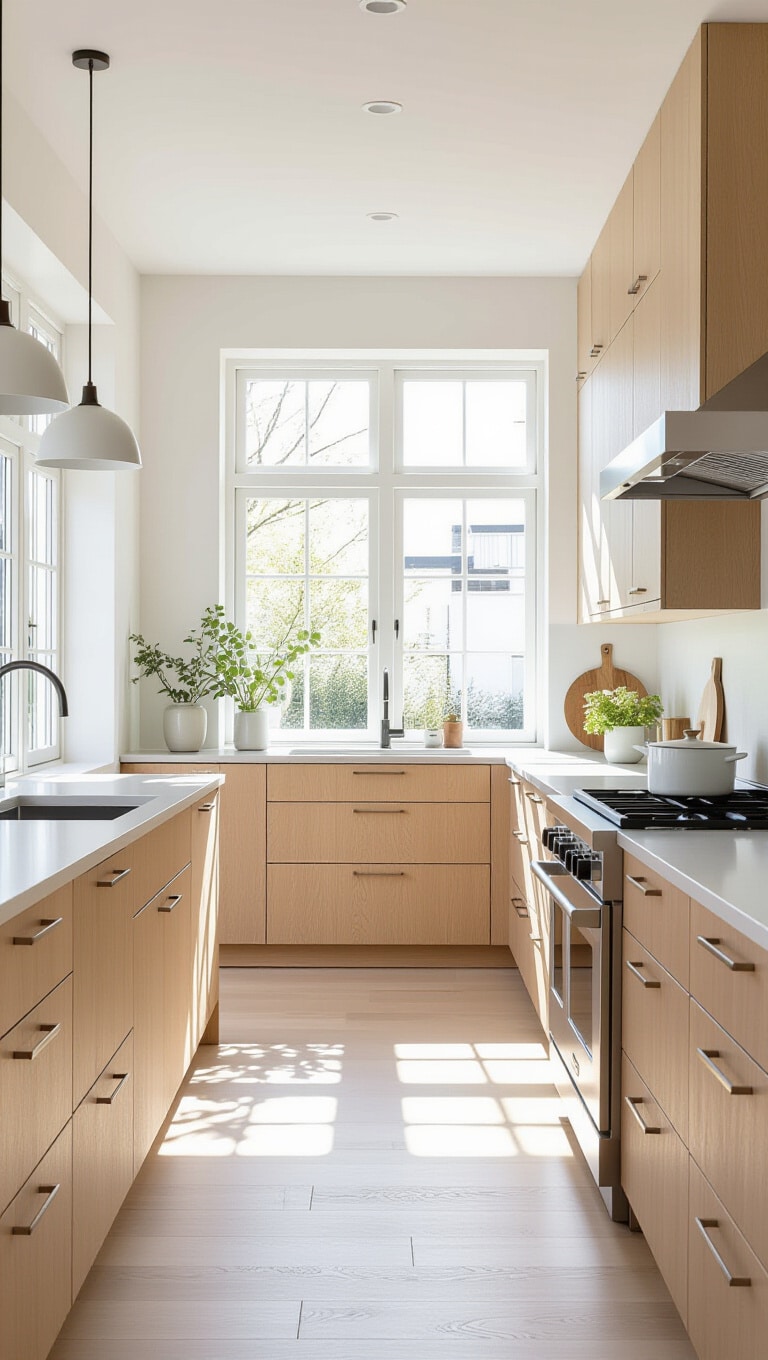 Scandinavian Light Brown Kitchen Cabinets