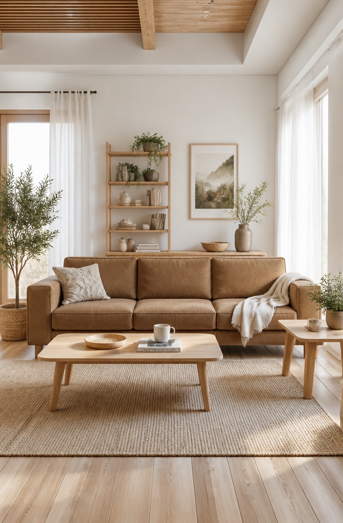 Scandinavian Light Brown Sofa Living Room