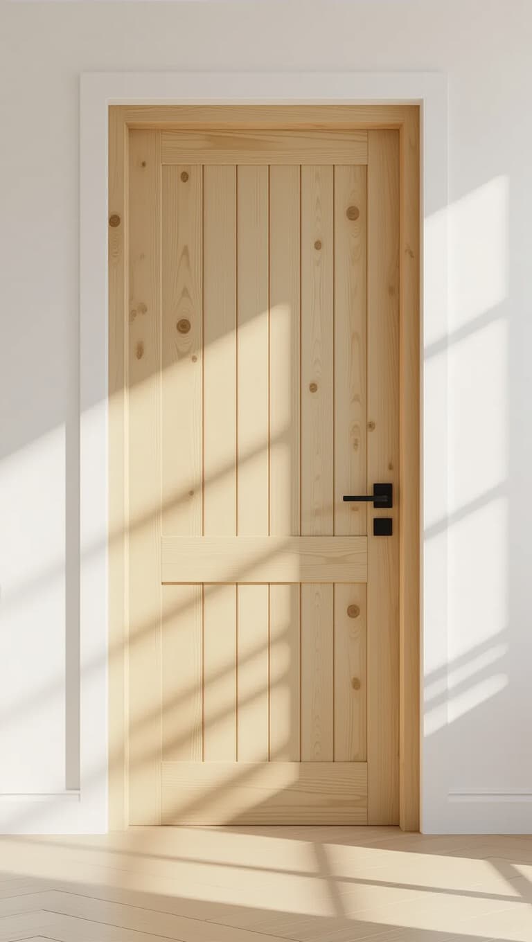 Scandinavian Light Pine Wooden Door