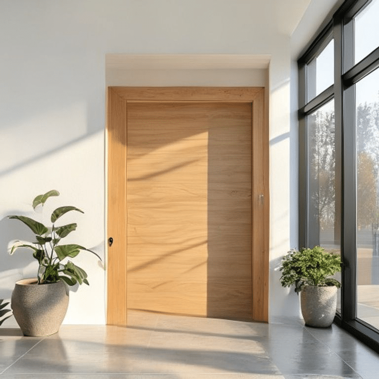 Scandinavian Light Wood Door Entrance