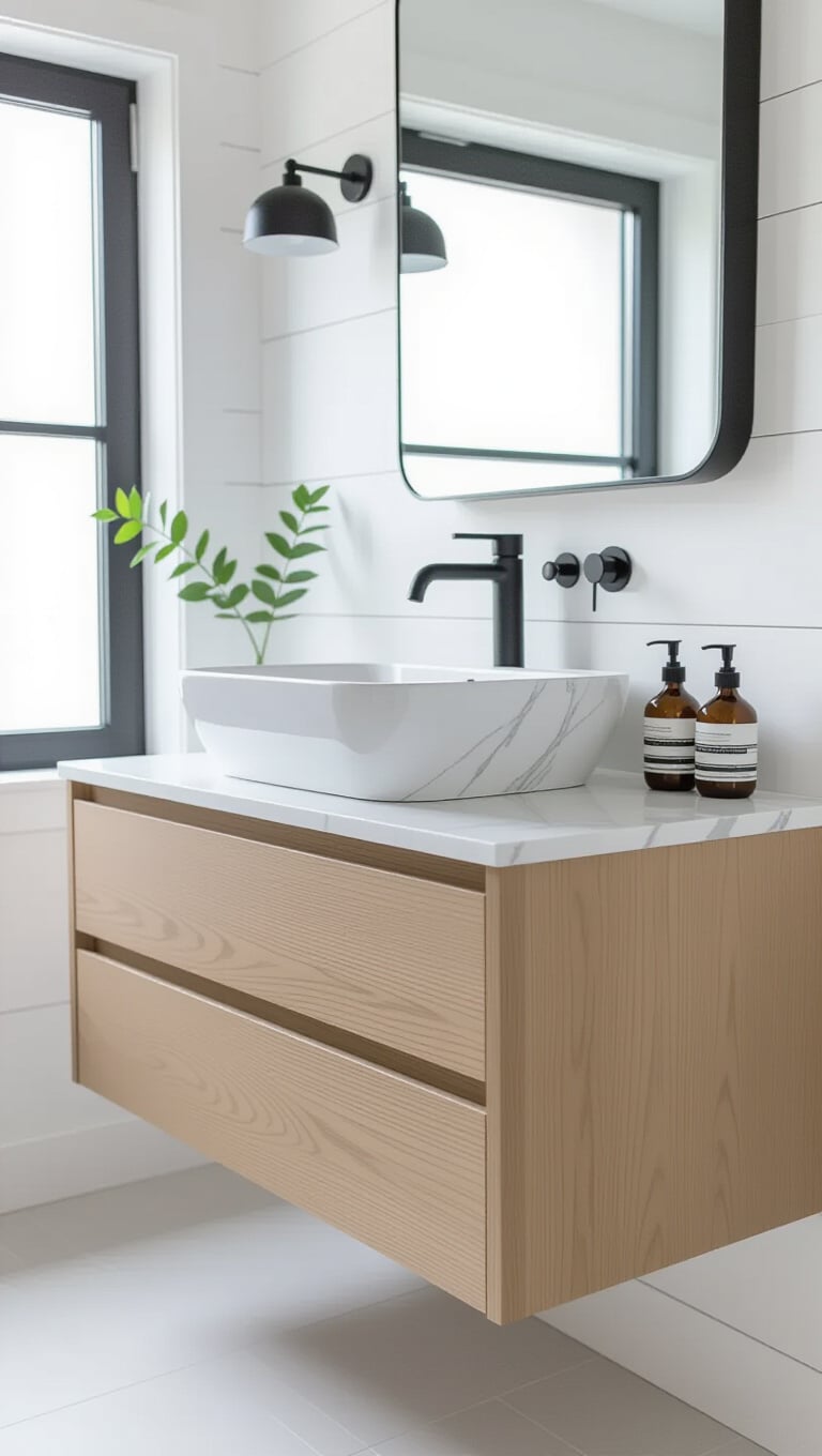 Scandinavian Marble Sink Bathroom Simplicity