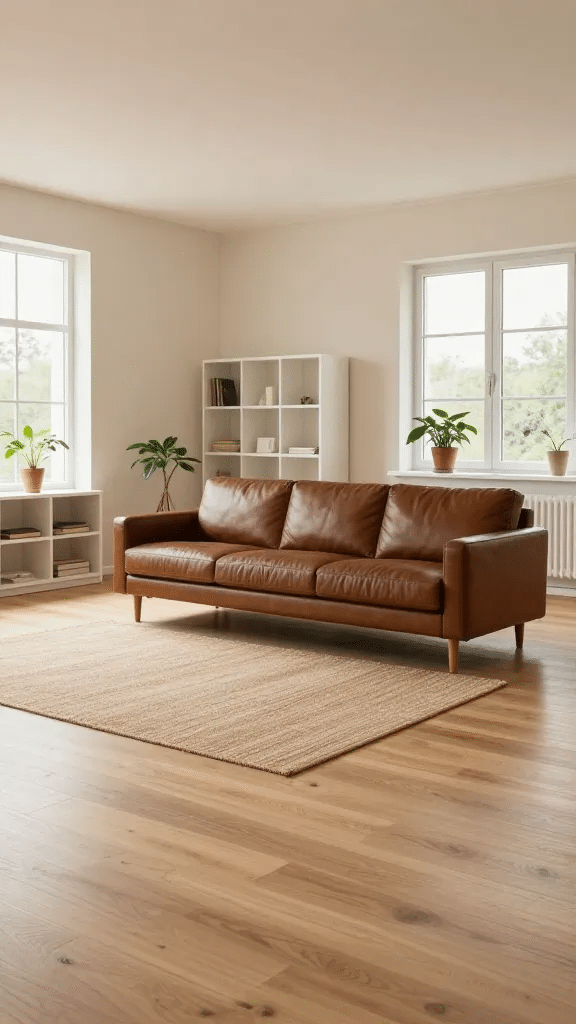 Scandinavian Minimalist Brown Living Room