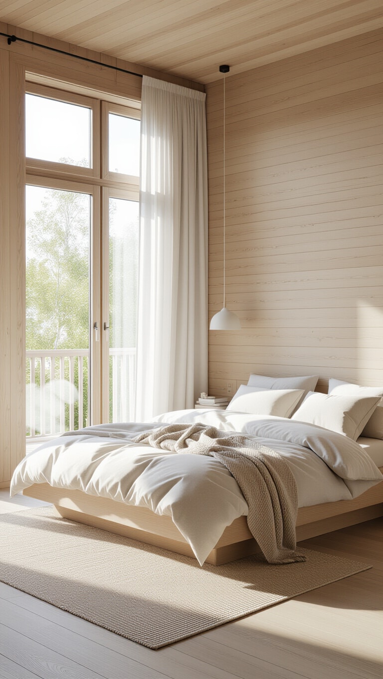 Scandinavian Natural Wood Wall Decor Bedroom