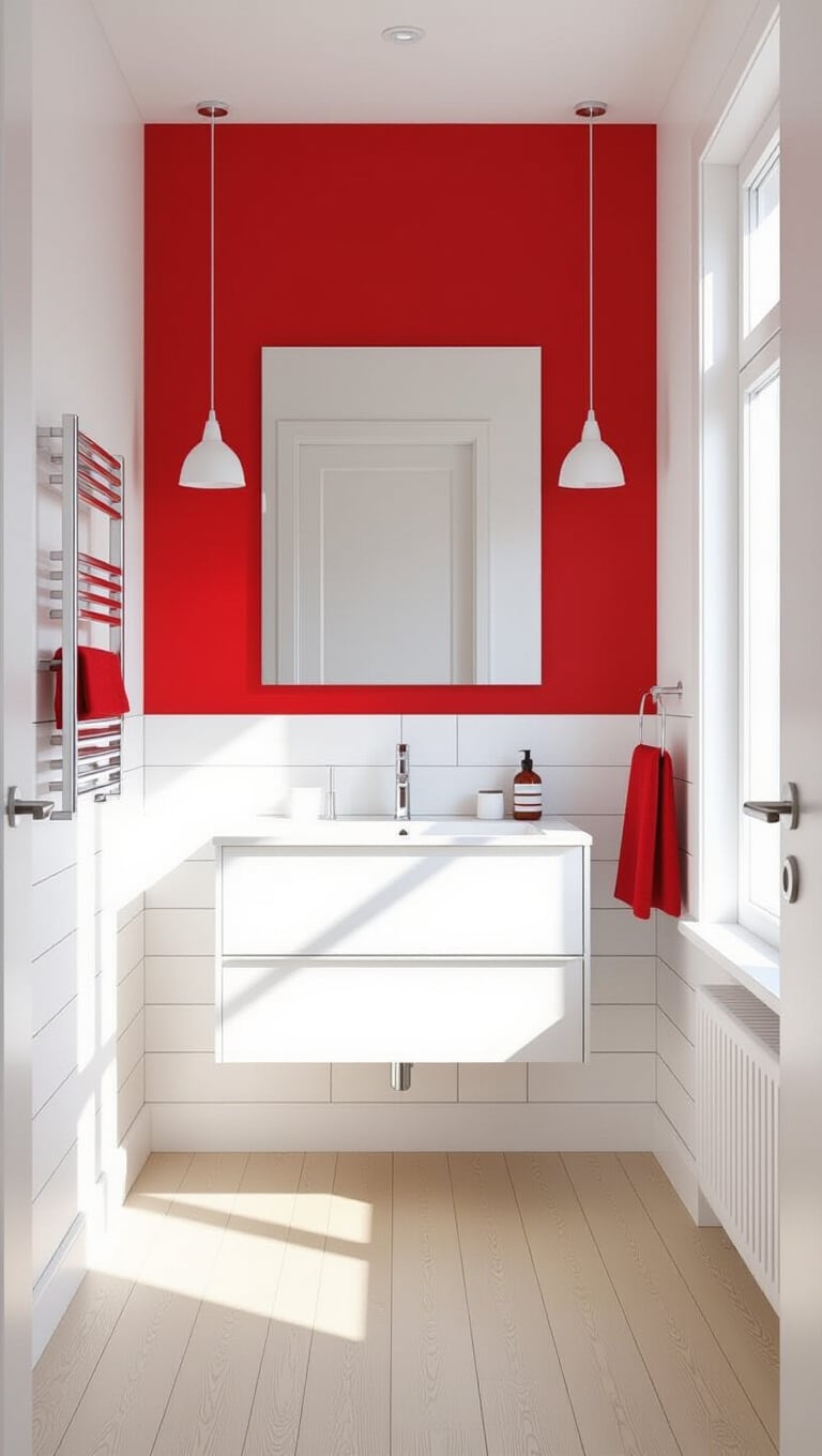 Scandinavian Red Accent Bathroom