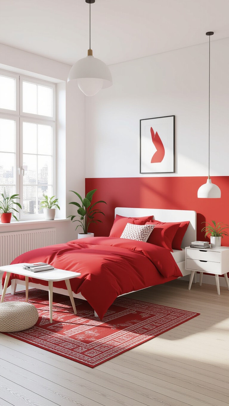 Scandinavian Red Accent Boys’ Bedroom