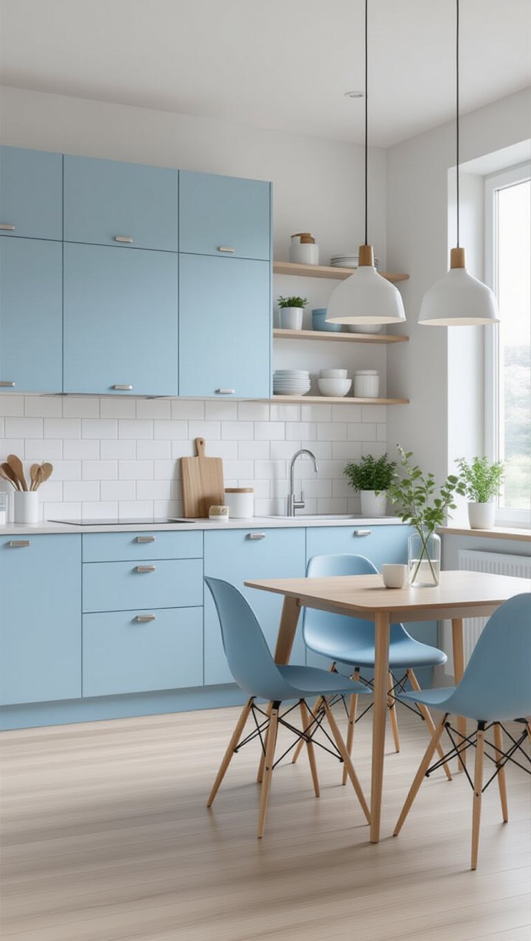 Scandinavian Sky Blue Kitchen