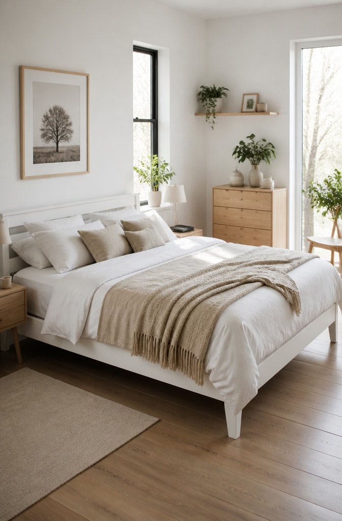 Scandinavian White Bed Frame Bedroom