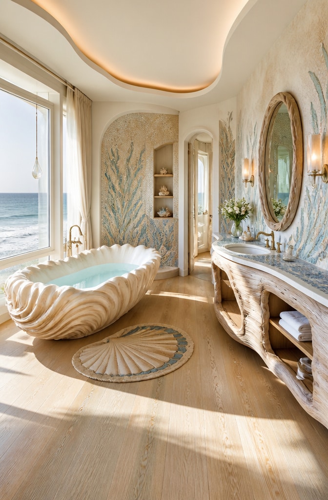 Seaside Art Nouveau Bathroom Retreat