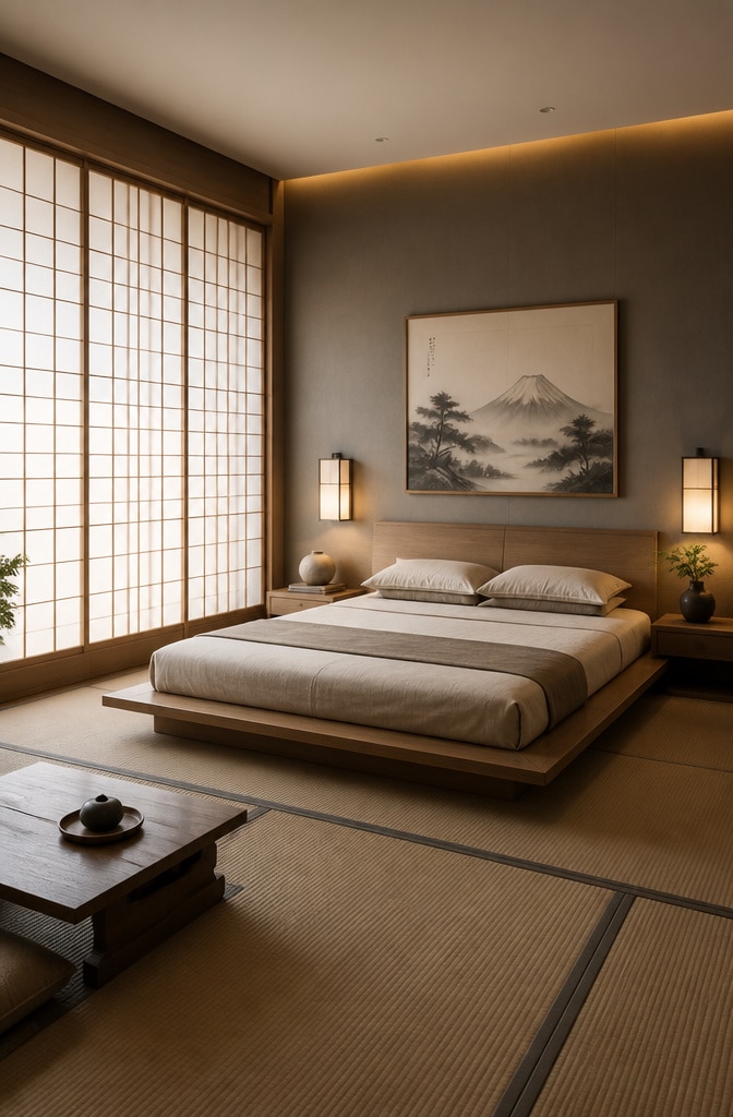 Serene Zen Gray and Beige Bedroom