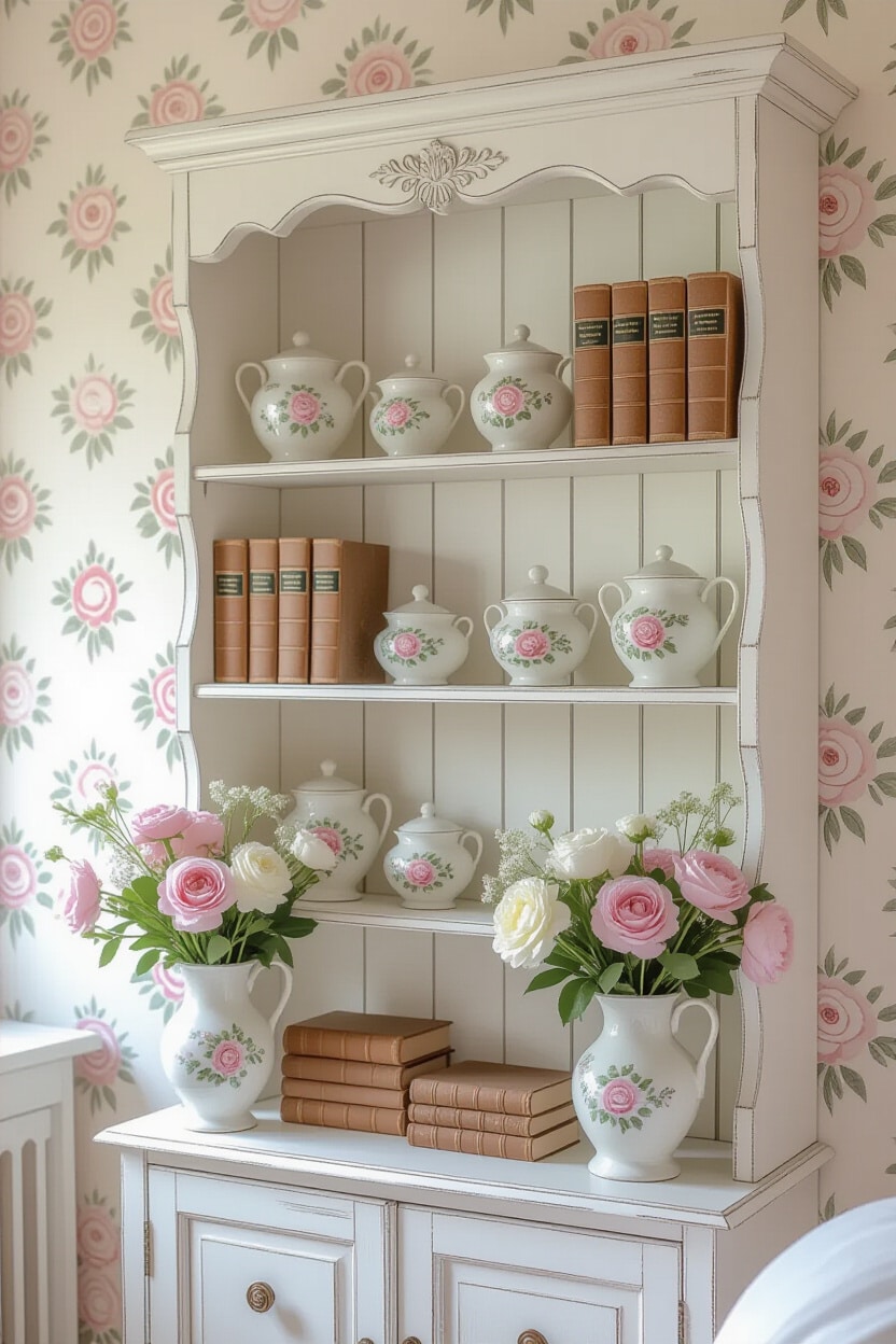 Shabby Chic Vintage Shelf Decor Bedroom