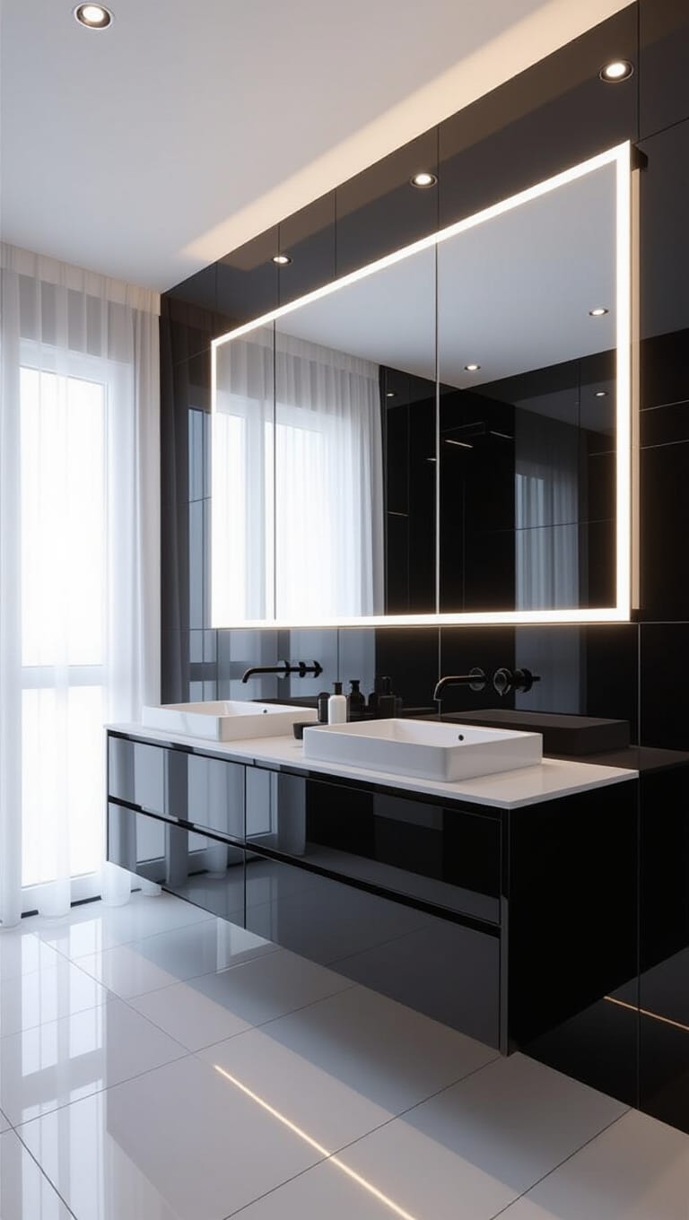 Sleek Contemporary Black Tile Bathroom