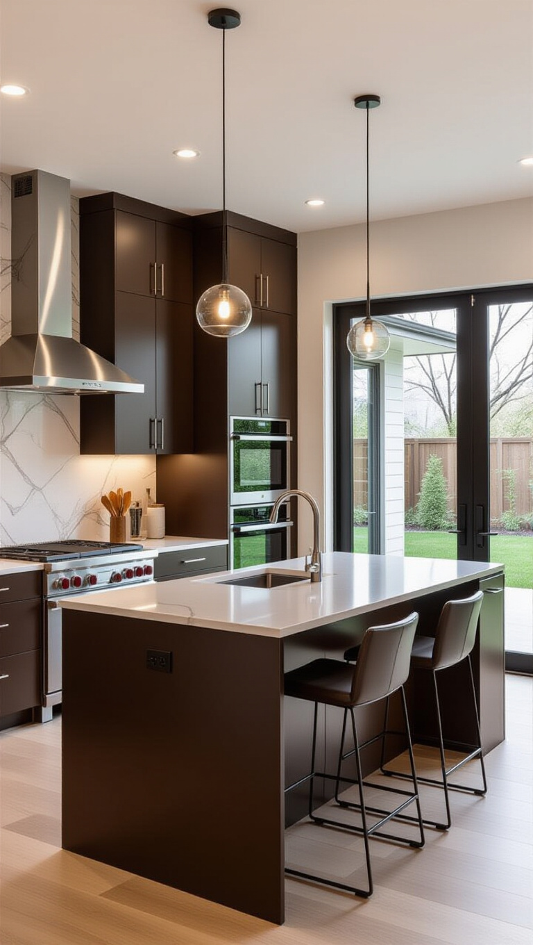 Sleek Modern Brown Kitchen