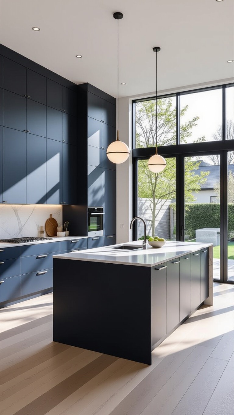 Sleek Navy Minimalist Kitchen