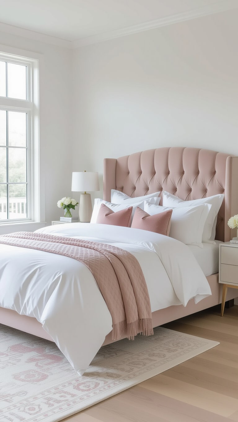 Soft Luxe Clean Girl Bedroom with Velvet Accents