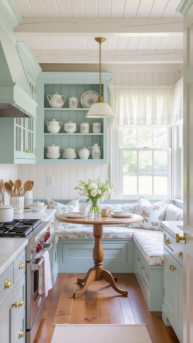 Soft Pastel Blue Cottage Kitchen