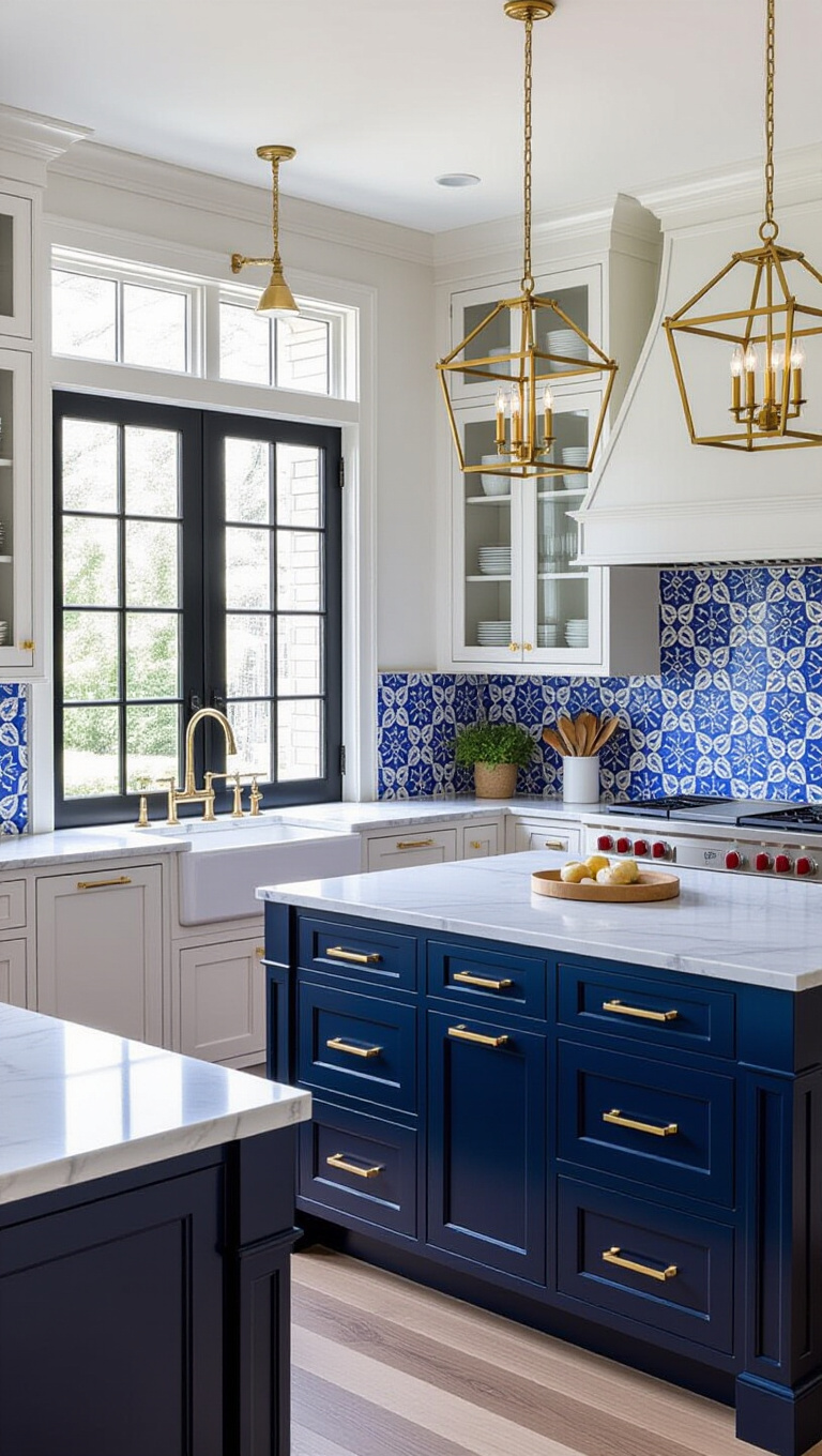 Sophisticated Luxe Blue and White Kitchen