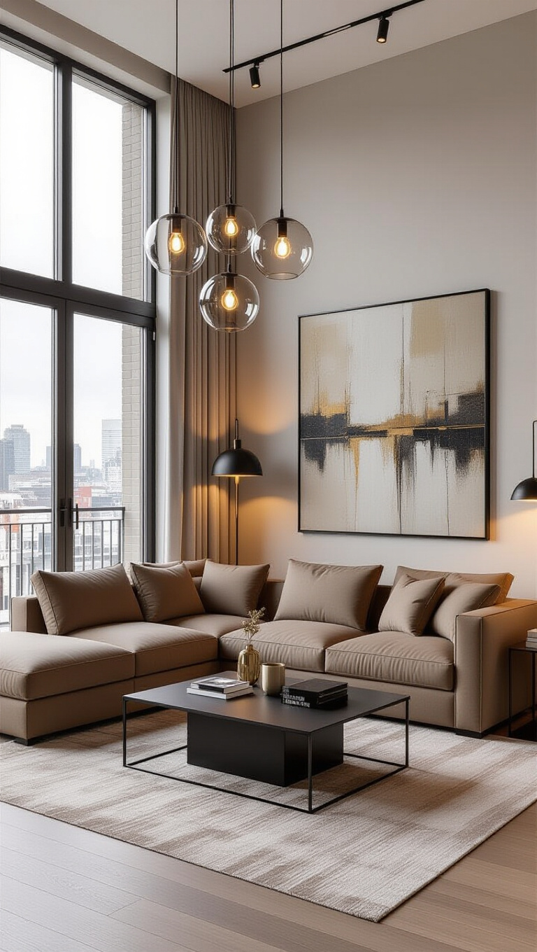 Sophisticated Urban Light Brown Living Room