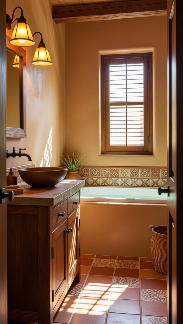 Southwestern Brown Bathroom Oasis