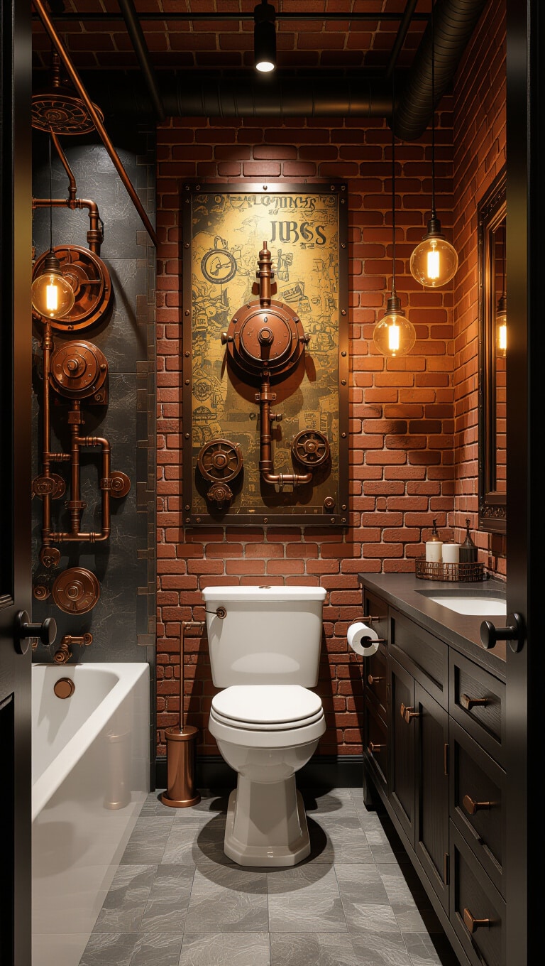 Steampunk Industrial Bathroom Artwork