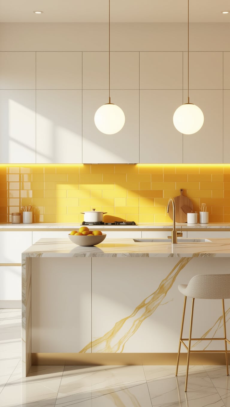 Sunset Ombre Yellow Kitchen Tiles