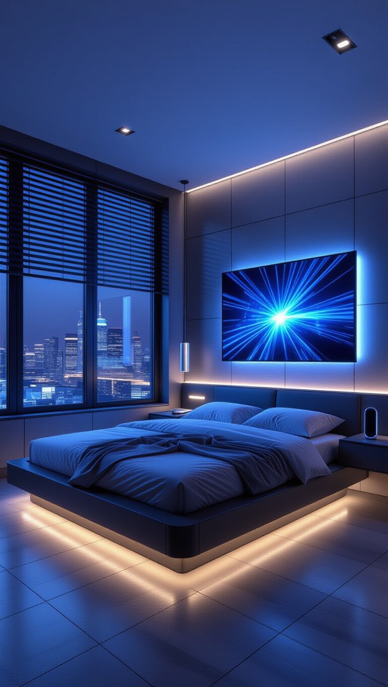 Tech-Forward Smart Men’s Bedroom