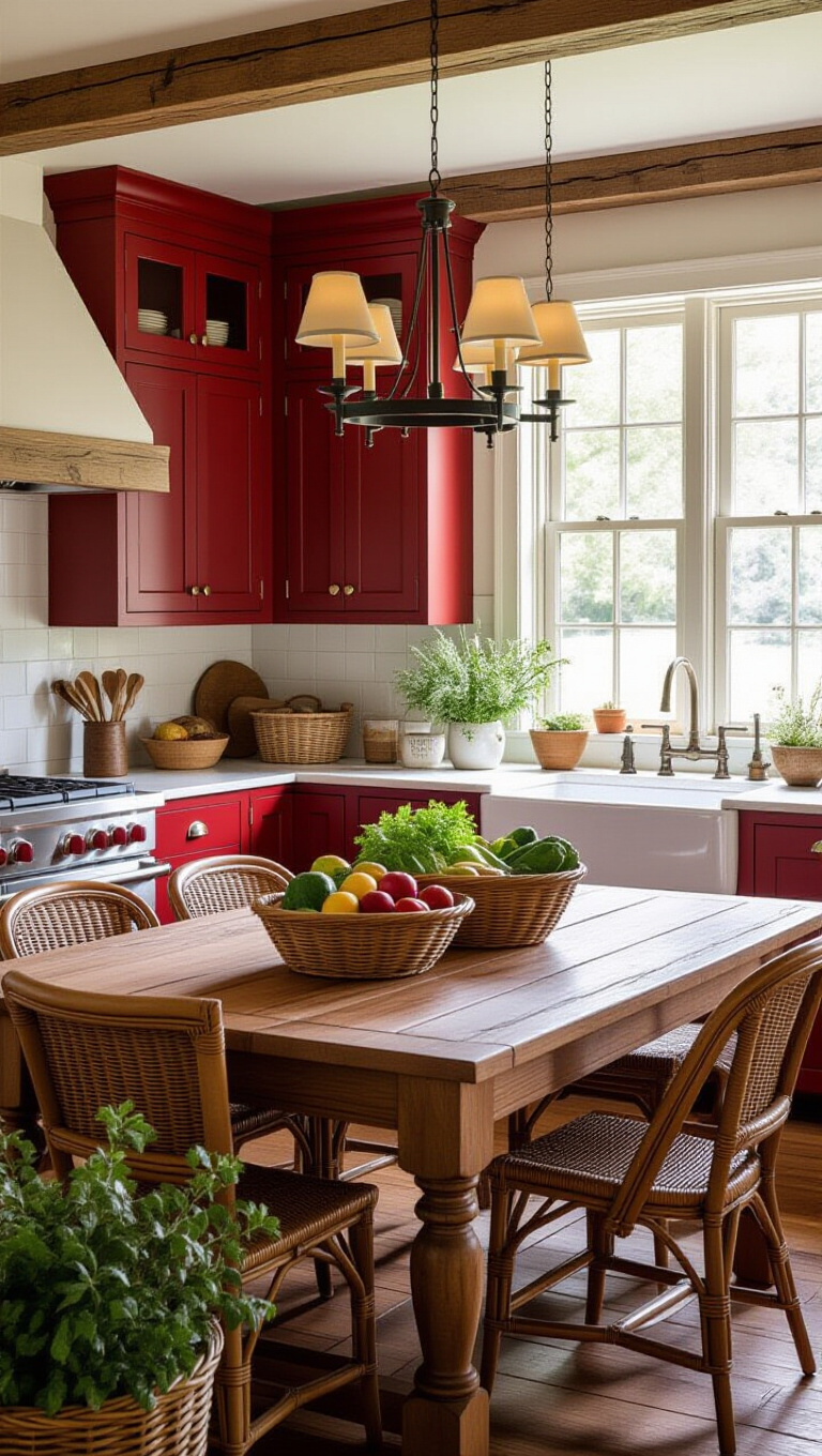 Timeless Farm to Table Red and White Kitchen