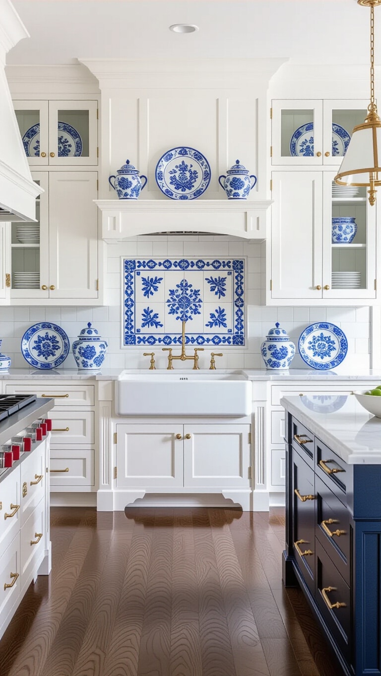 Traditional Blue and White Porcelain Kitchen