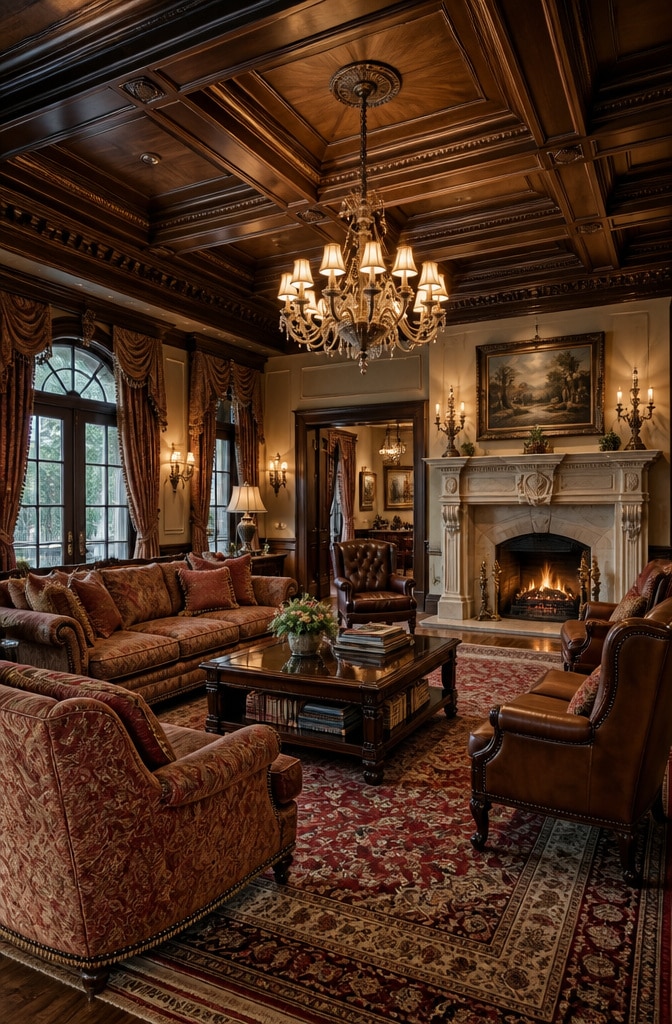 Traditional Brown Ceiling Living Room