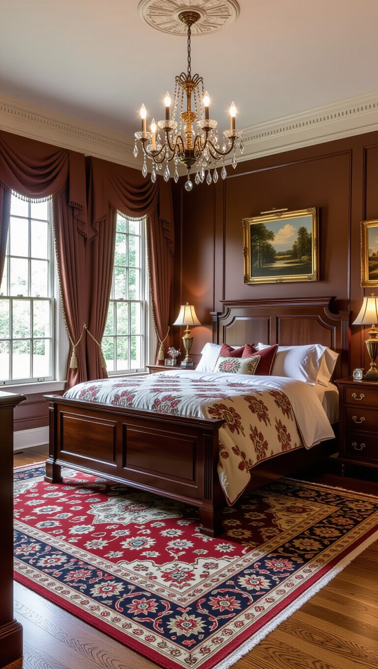 Traditional Brown Colonial Bedroom